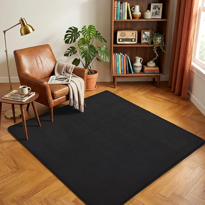 Amearea 5x5 Square Area Rugs for Bedroom Living Room, Modern Black Thickened by AmeareaDirect