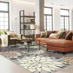 4x6 Washable Rug for Living Room Tropical Botanical Modern Floral Chenille Area - Image 2