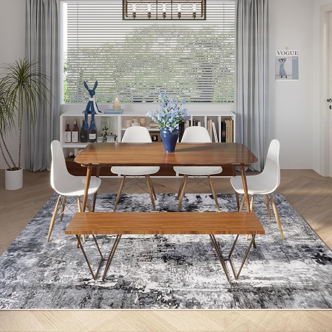 Rugcomf 8x10 Area Rug Washable Boho Rug Soft Non-Slip Non-Shedding Faux Wool - Image 2