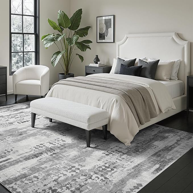 DCX Abstract Area Rug 5x7, Washable Gray Modern Rug - Image 8