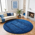 Ophanie Round Rug 6Ft Blue Circle Area Rug, Boys Room Decor, Fluffy Fuzzy by Ophanie