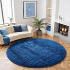 Ophanie Round Rug 6Ft Blue Circle Area Rug, Boys Room Decor, Fluffy Fuzzy by Ophanie