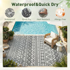 MontVoo-Outdoor Rug Waterproof 6x9 ft Outdoor Carpet Patio Rug Mat Reversible - Image 3