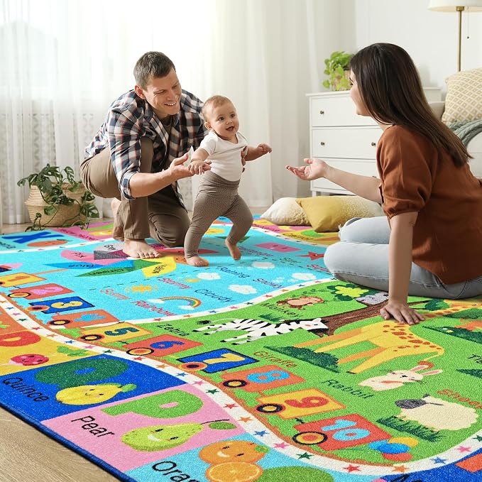 Kids Rug for Playroom, 6x9 ABC Educational Carpet for Classroom, Fun Alphabet - Image 6