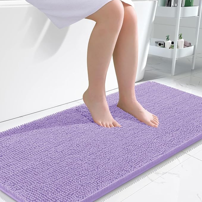 OLANLY Bathroom Runner Rugs 47x24, Soft Absorbent Chenille Bath Rugs, Rubber by OLANLY