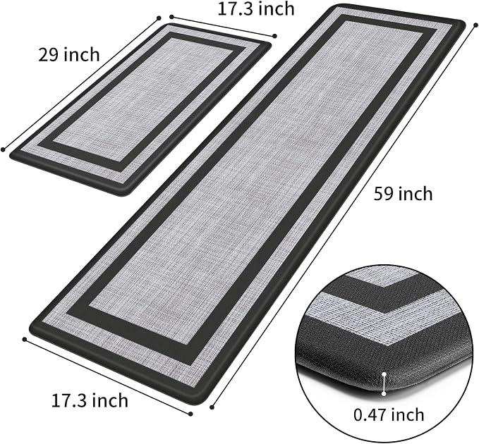 Mattitude Kitchen Mats Set of 2 Cushioned Rugs 0.47 inch Thick Anti-Fatigue Mats - Image 2