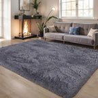 KICHOWUA Thick Area Rug Grey Fluffy 4x6 - Image 6