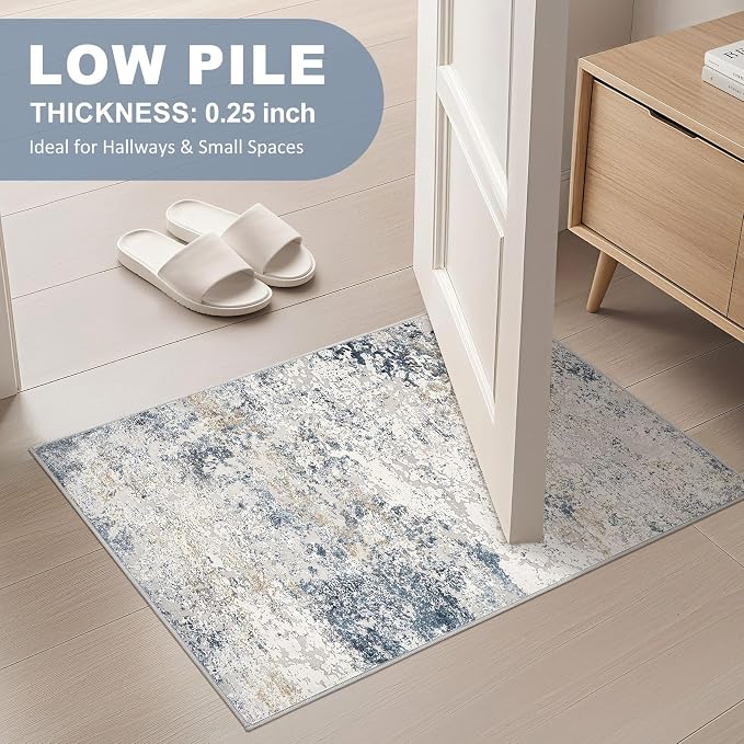 DMOYEST 2x3 Entryway Area Rug: Washable Neutral Modern Abstract Small Rug - Image 3