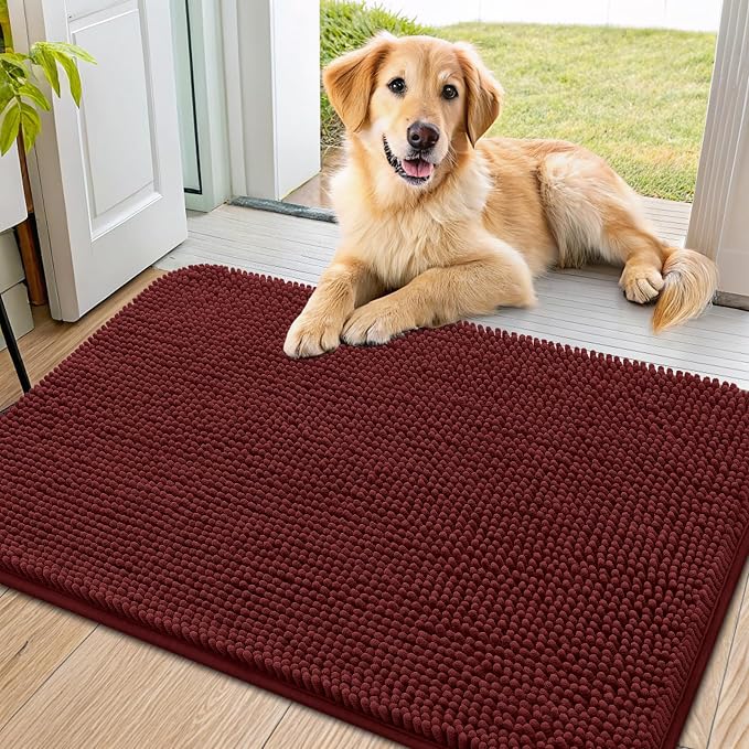 Smiry Dog Door Mat for Muddy Paws 36x24, Absorbent Dirt Trapper, Non-Slip by Smiry