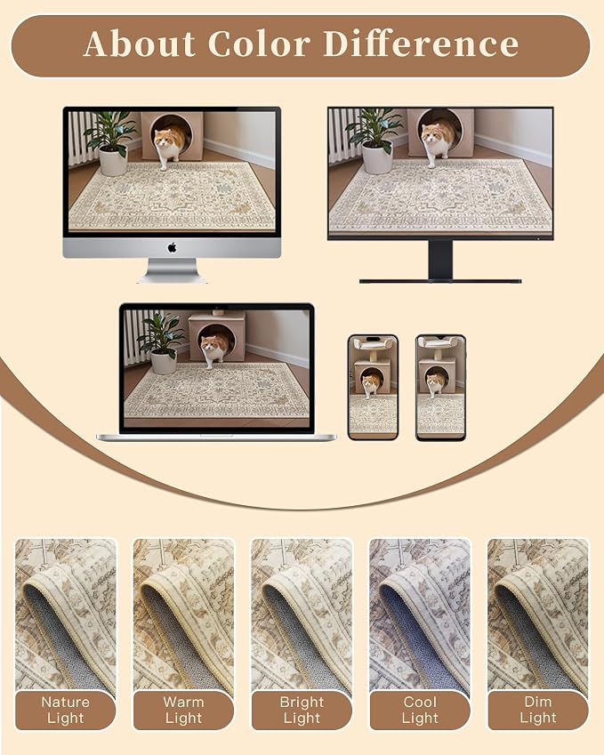 Madane Area Rug 3x5, Entryway Washable Vintage Runners Bedroom Non Slip Indoor - Image 9