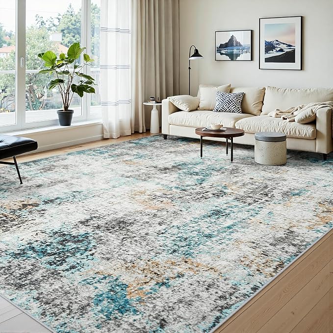 Area Rugs 8x10 Living Room: Large Soft Washable Rug Modern Abstract Anti-Skid - Image 2