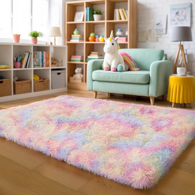 KICHOWUA Thick Area Rug Unicorn Fluffy Shag 3x5 - Image 8