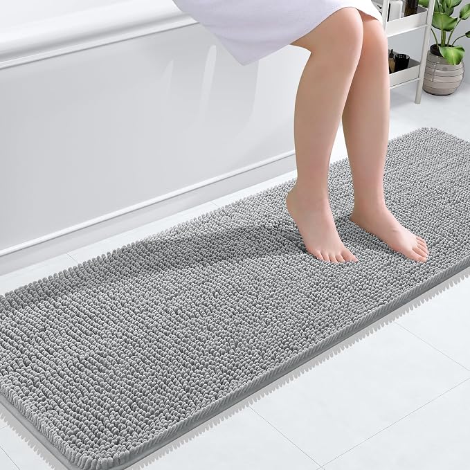 OLANLY Bathroom Runner Rugs 59x20, Soft Absorbent Chenille Bath Rugs, Rubber by OLANLY