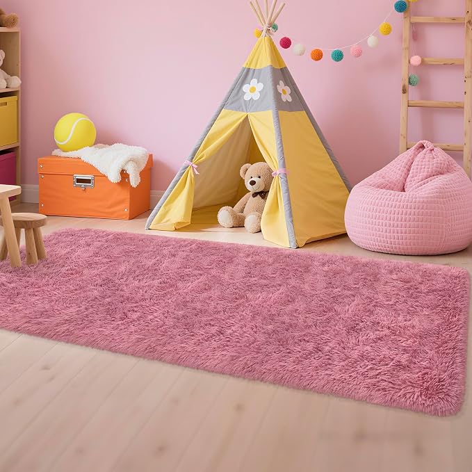Soft Runner Rug for Bedroom Living Room, 2x8 ft Fluffy Blush Pink Rug for - Image 3