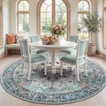 RELEANY Area Rugs Round 7ft Washable Non-Slip, Floral Vintage Distress by RELEANY