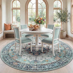RELEANY Area Rugs Round 7ft Washable Non-Slip, Floral Vintage Distress by RELEANY