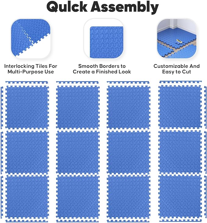 36 Pack Home Gym Mat, Puzzle Exercise Mat, EVA Interlocking Foam Floor Tiles - Image 3