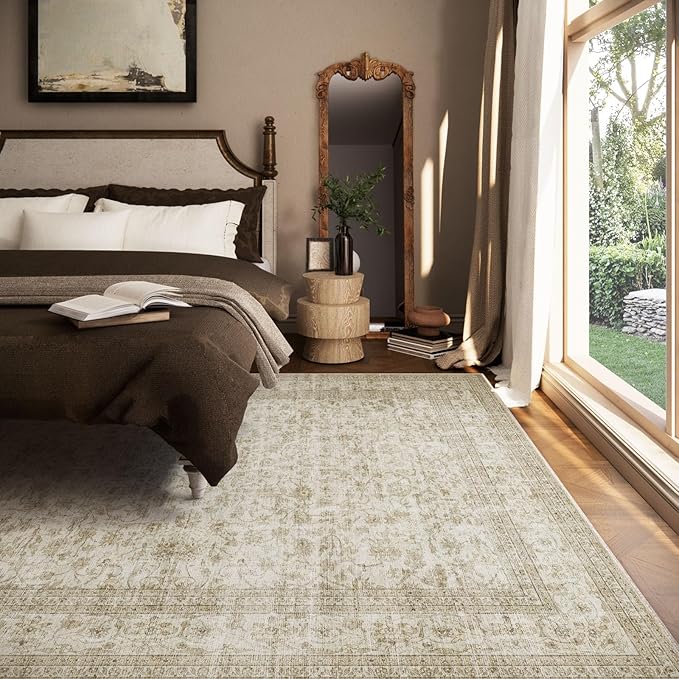 Machine Washable Rugs for Living Room: 8x10 Area Rugs for Bedroom Boho Vintage - Image 3