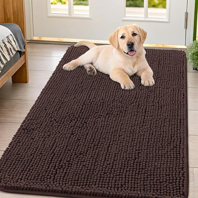 Smiry Dog Door Mat for Muddy Paws 47x32, Absorbent Dirt Trapper, Non-Slip by Smiry