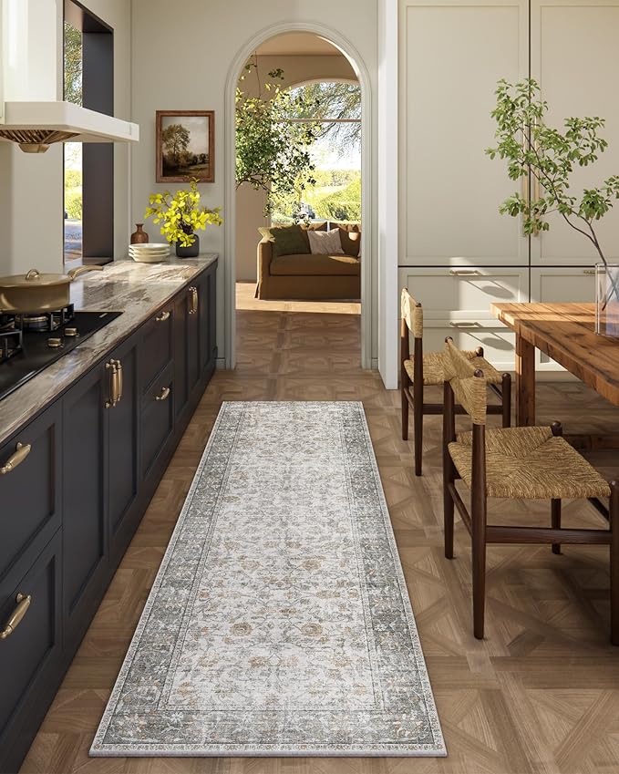 Washable Kitchen Rug Runners for Hallways: 2'x6' Bedroom Rug Non Slip Low-Pile by palohom