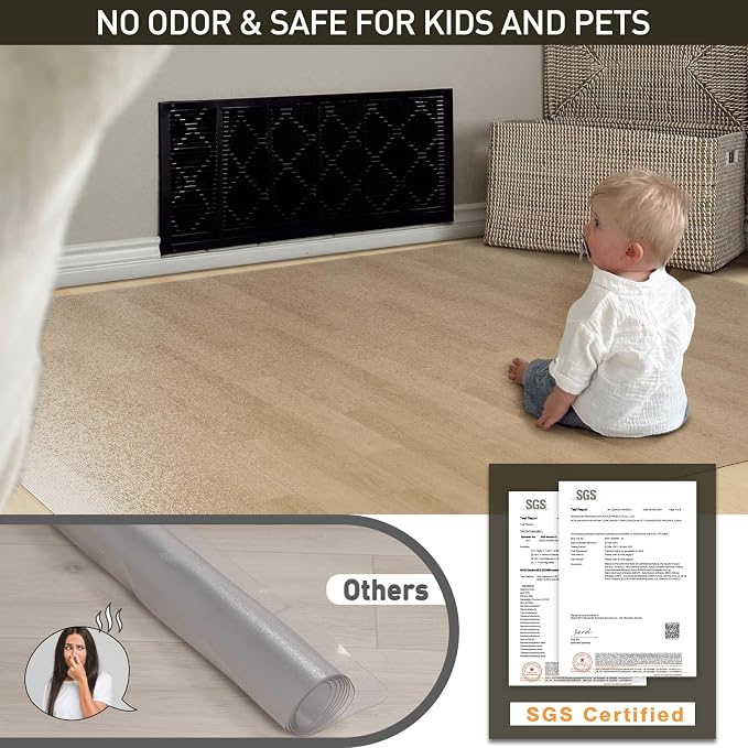 Clear Plastic Area Mat for Under Dining Table, Anti-Spill Hard Floor Protector - Image 3
