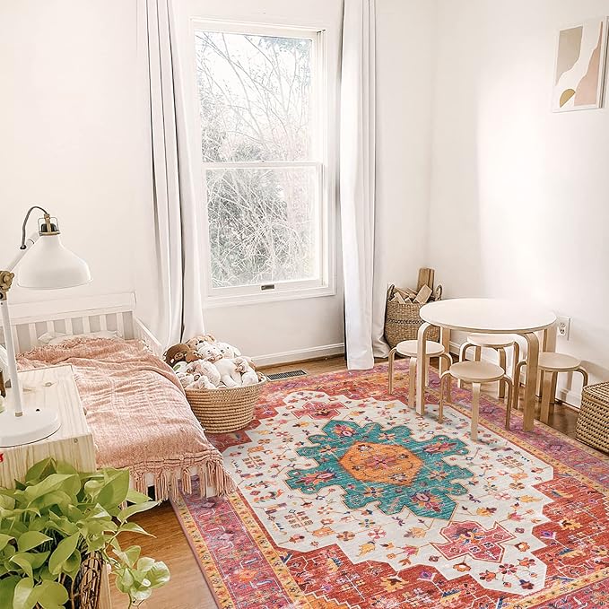 Moynesa Ultra-Thin Washable Vintage Area Rug - Image 7