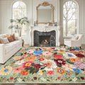 Green Area Rugs 9x12 Washable Non Slip Floral Low Pile Large Rug by WelcometoBabovid