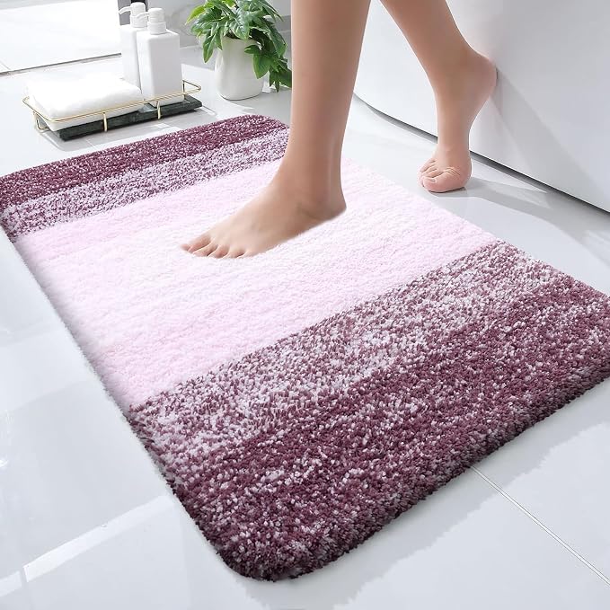OLANLY Small Bathroom Rugs Mat 24x16, Extra Soft Absorbent Microfiber Bath Rugs by OLANLY