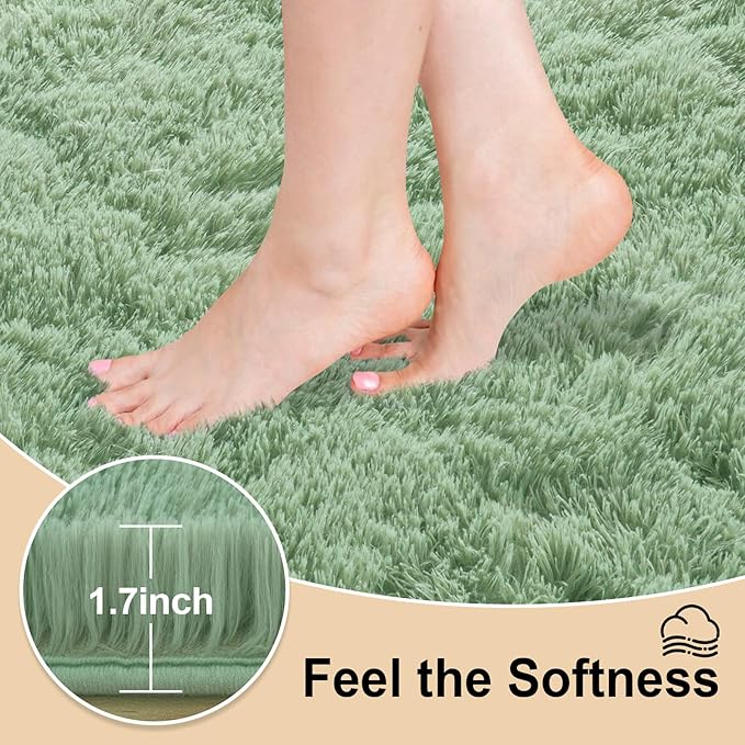 Mugorn Green Rugs for Bedroom, 3x5 Feet Fluffy Area Rugs for Living Room - Image 3