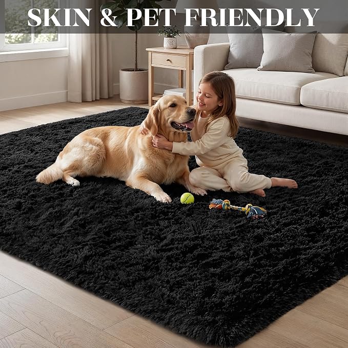 Area Rug for Living Room Bedroom: 6x9 Soft Fluffy Shag Rugs Upgrade Non-Slip - Image 3