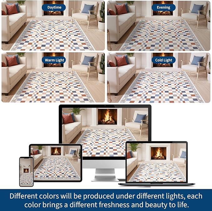 GarveeHome 5x7 Rug for Living Room Machine Washable Modern Checkered Area Rug - Image 6