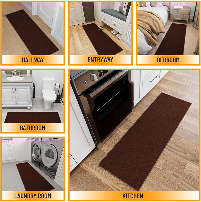Ottomanson Hallway Runner Rug 1'10" x 6' Non Slip Solid Area Rugs Easy to Clean - Image 3