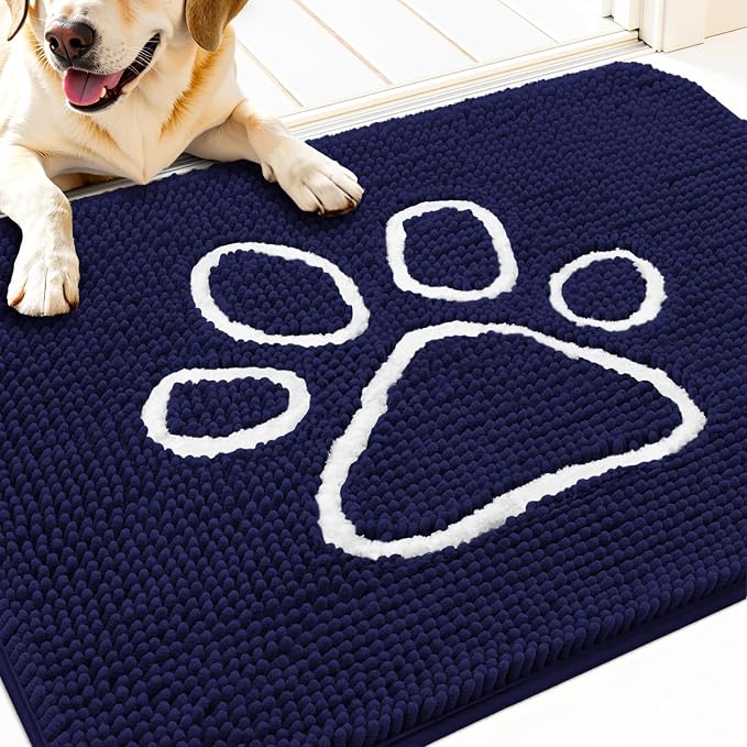 OLANLY Dog Door Mat for Muddy Paws 34x21, Paw Print Design, Absorbs Moisture by OLANLY