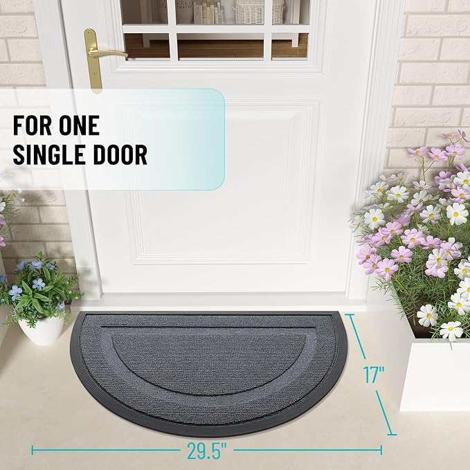 OLANLY Half Circle Door Mat Indoor Outdoor Entrance Welcome, Waterproof - Image 2