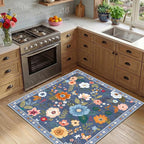 RELEANY Floral Square 4ft Area Rugs Washable Print Boho Cute Carpet Non Slip - Image 8