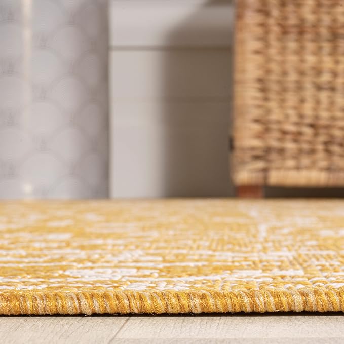 JONATHAN Y Boho Medallion Indoor Outdoor Area Rug 5X8 Yellow/Cream, Malta - Image 7