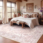 RELEANY Area Rugs Large 10'x14' Washable Non-Slip, Floral Vintage Distress - Image 2