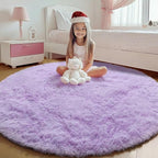ONASAR Light Purple Round Area Rug 4ft, Soft Bedroom Circle Rugs Floor Mats by ONASAR