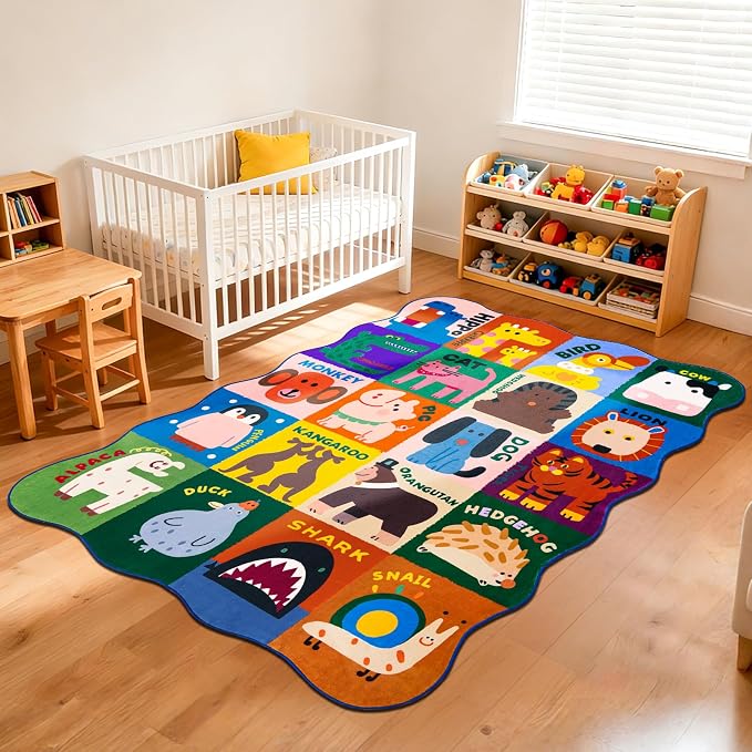 Kids Rugs for Playroom, 4x6 Feet Upgrade Ultra Non Slip Area Rug, Washable Play - Image 6