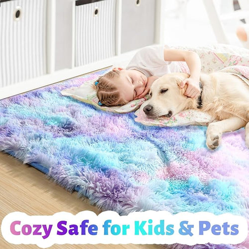 Amdrebio Purple Rainbow Mermaid Area Rugs 9x12 - Image 2