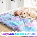 Amdrebio Blue Purple Rainbow Mermaid Rugs - Image 2