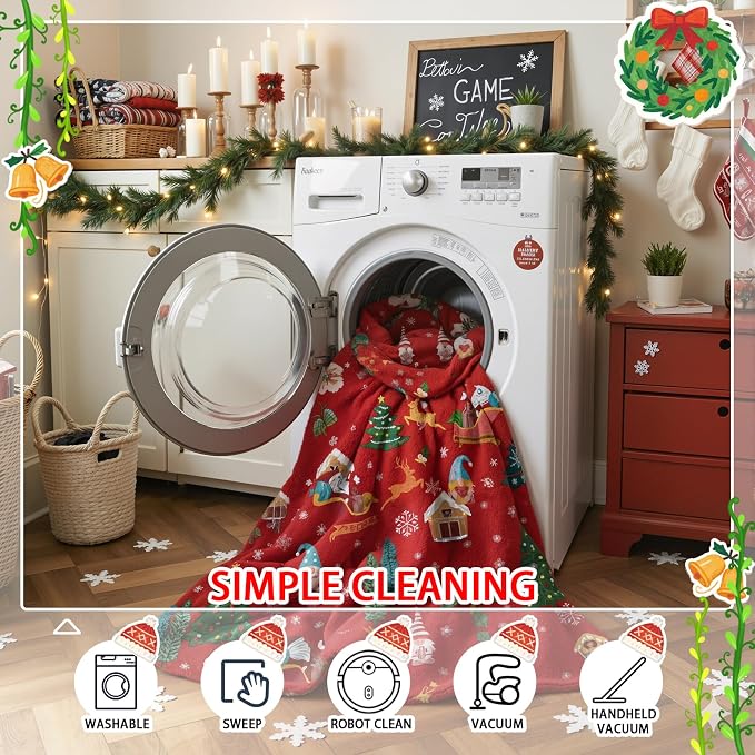 Christmas Rug 2x3 Small Washable Red Kitchen Rugs Non-Slip Indoor Entry Carpet - Image 3