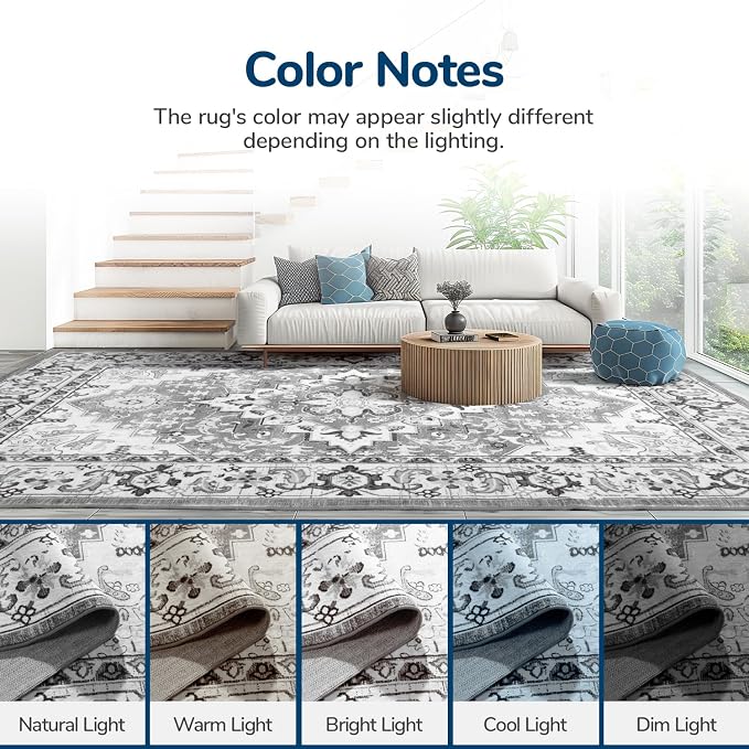 Lessymo 2 x 5 Runner Entryway Rug, Machine Washable Kitchen Rugs Boho Faux Wool - Image 9