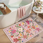 Latte&Fog Floral Entryway Area Rug, 2x3 Washable Pink Rugs by LatteFog