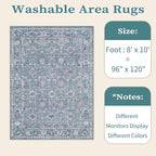 SERISSA Boho 8x10 Area Rugs Blue Grey, Washable Vintage Floral Large Living - Image 6