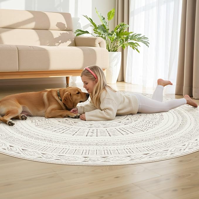 cotiled 6x6 Round Area Rugs Living Room Rug: Washable Boho Rugs - Image 7