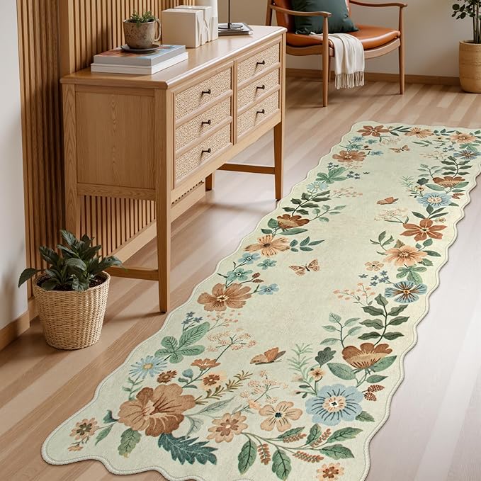 Lahome Floral Washable Runner Rug, Boho Ultra-Thin Kitchen Runners by Lahome