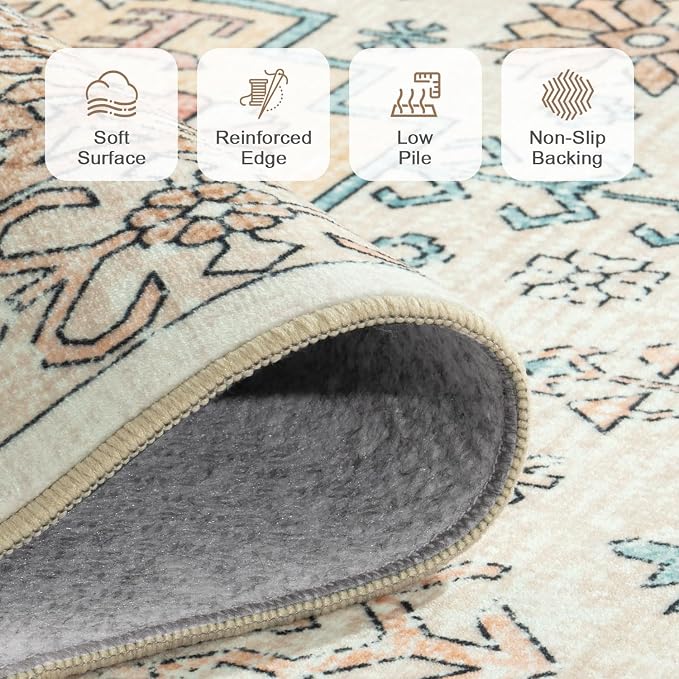 Lofus Vintage Living Room Rugs 5x7, Soft Machine Washable Area Rug - Image 9