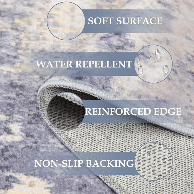 RELEANY Washable Area Rugs 6'x8' Non-Slip Modern Abstract Soft - Image 6