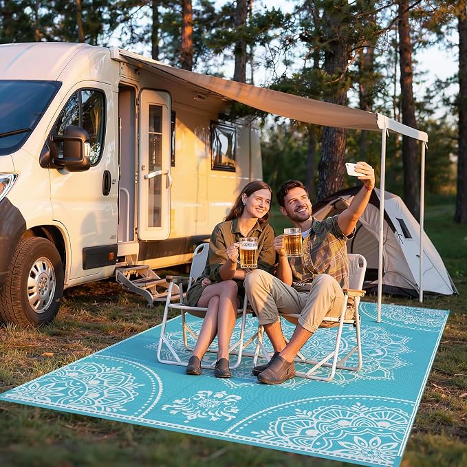 Pauwer Waterproof Outdoor Rug 6x9, Reversible Plastic Straw Patio Camping Rug - Image 7